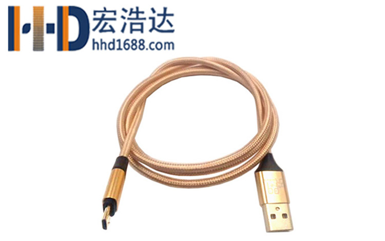 宏浩達(dá)數(shù)據(jù)線廠家鍍金安卓數(shù)據(jù)線，鋁合金編織閃充micro USB快充數(shù)據(jù)線工廠專業(yè)定制