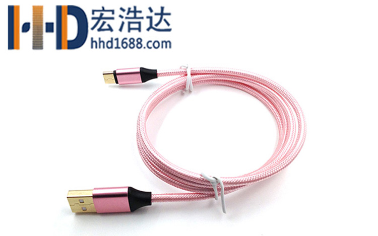 宏浩達(dá)數(shù)據(jù)線廠家鍍金樂視數(shù)據(jù)線，鋁合金編織華為閃充USB type-c快充數(shù)據(jù)線工廠專業(yè)定制
