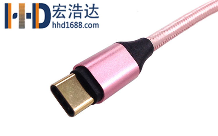 宏浩達(dá)數(shù)據(jù)線廠家鍍金樂視數(shù)據(jù)線，鋁合金編織華為閃充USB type-c快充數(shù)據(jù)線工廠專業(yè)定制