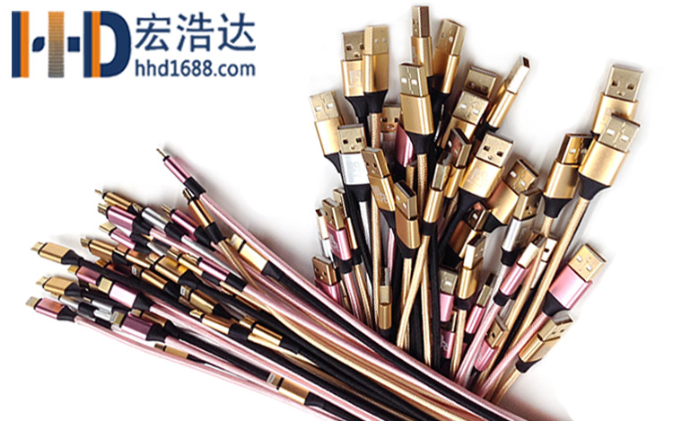 宏浩達(dá)數(shù)據(jù)線廠家鍍金樂視數(shù)據(jù)線，鋁合金編織華為閃充USB type-c快充數(shù)據(jù)線工廠專業(yè)定制